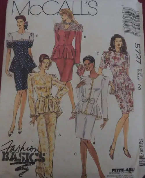 McCALLS 5727 TWO PIECE DRESS SIZE 20 - SEE LISTING SEWING PATTERN
