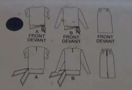 BUTTERICK 3558 -SKIRT & TOP WITH TIEBACK SIZE 8-10-12 COMPLETE SEWING PATTERN