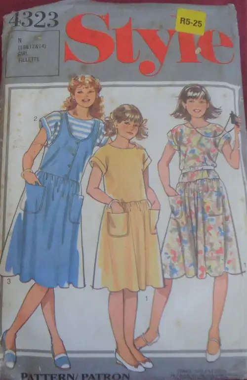 STYLE 4323 KIDS DRESS-TOP-PANTS SIZE H 7-8-10 YEARS COMPLETE-PART CUT SEWING PATTERN