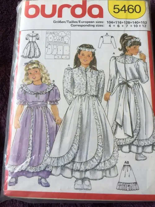 PATTERN BURDA 5460 - GIRLS` DRESS, PETTICOAT, JACKET and YOKE (SIZE 4-12) SEWING PATTERN