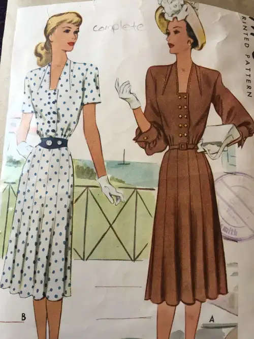 *RARE FIND* PATTERN MCCALL`S 6931 (VERY VINTAGE)(COMPLETE) - UNUSUAL DRESSES SIZE 16  SEWING PATTERN