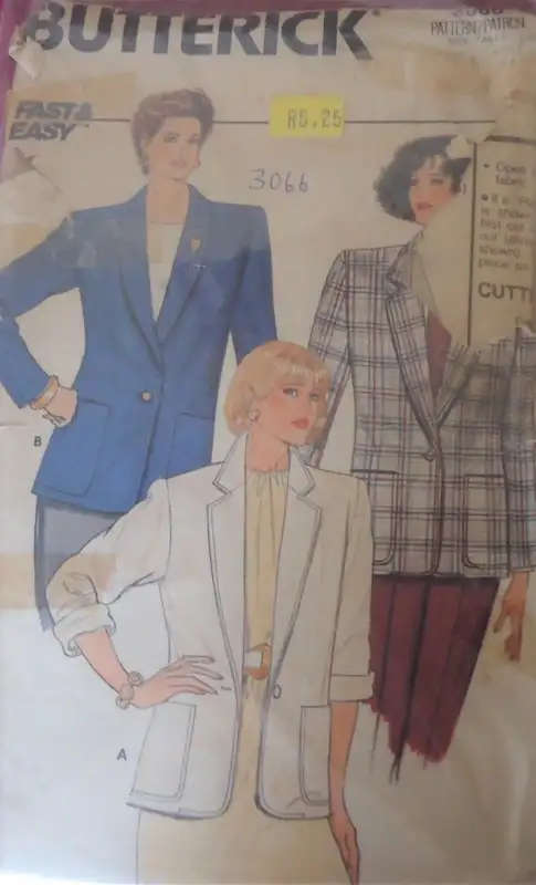 BUTTERICK PATTERN 3066 JACKET SIZE 6-8-10 COMPLETE - SUPPLIED IN A ZIPLOC BAG SEWING PATTERN
