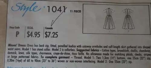 STYLE 1041-DRESS WITH FITTED PANELLED BODICE-CUT AWAY ARMHOLES SIZE KK 6-14  - SEWING PATTERN