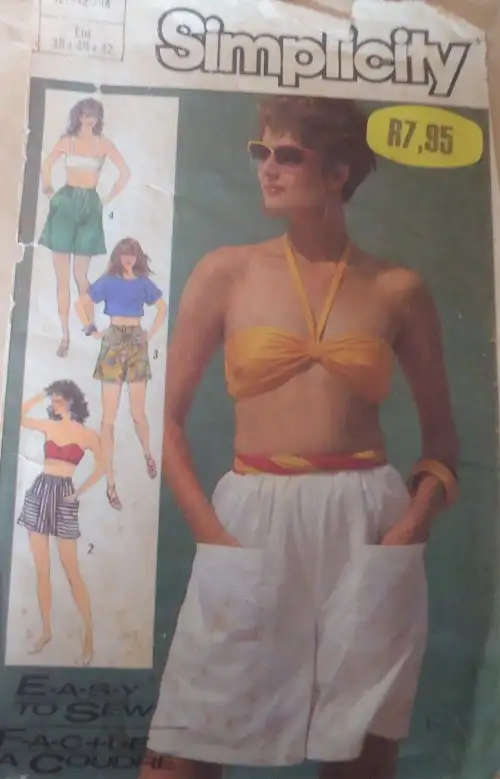 SIMPLICITY 7519 BIKINI/ROP-SHORTS SIZE N10-12-14 -SEE LISTING SEWING PATTERN