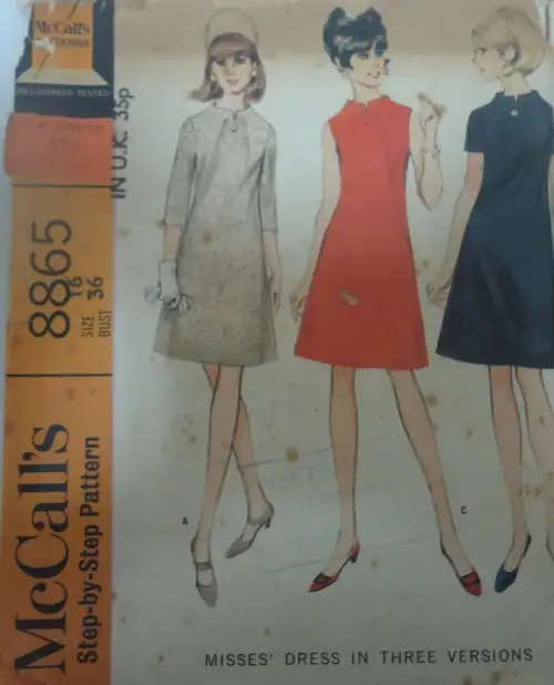 VINTAGE McCALLS 8865 DRESS IN 3 VERSIONS SIZE 16 BUST 36" COMPLETEVINTAGE McCALLS 8865SEWING PATTERN