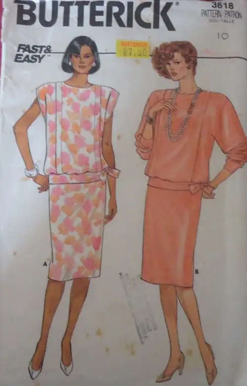 BUTTERICK 3618 TOP & SKIRT SIZE 10 COMPLETE SEWING PATTERN