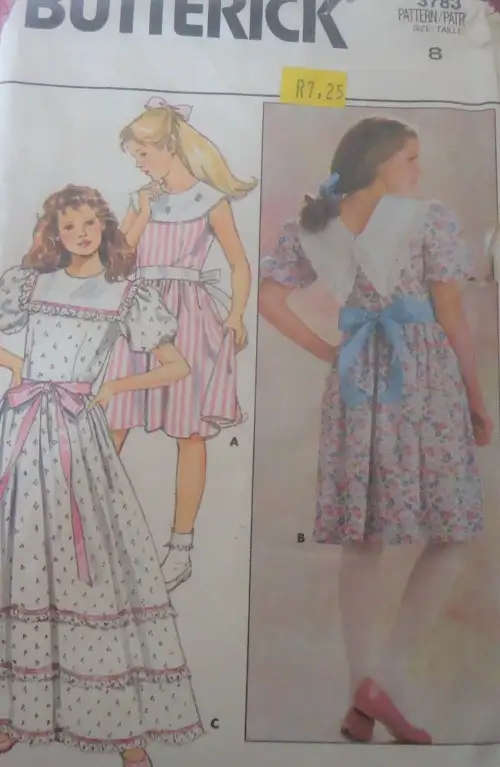 BUTTERICK 3783 GIRL`S PARTY DRESS SIZE 8 YEARS COMPLETE-ZIPLOC BAG SEWING PATTERN