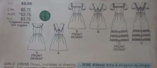BUTTERICK 3783 GIRL`S PARTY DRESS SIZE 8 YEARS COMPLETE-ZIPLOC BAG SEWING PATTERN