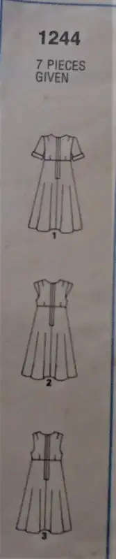 STYLE 1244 DRESS OR PINAFORE SIZE 10 BUST 83 CM/32 1/2" COMPLETE-SUPPLIED IN A ZIPLOC SEWING PATTERN
