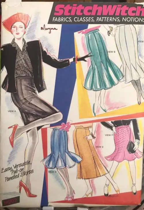 StitchWitch sewing pattern no. M102, ladies pull-on panelled skirts, size Small to22 SEWING PATTERN