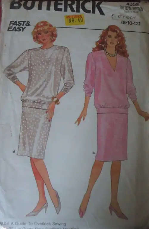 BUTTERICK PATTERN 4358 PULLOVER BLOUSE & SKIRT SIZE 14-16-18 - COMPLETE-  SEWING PATTERN