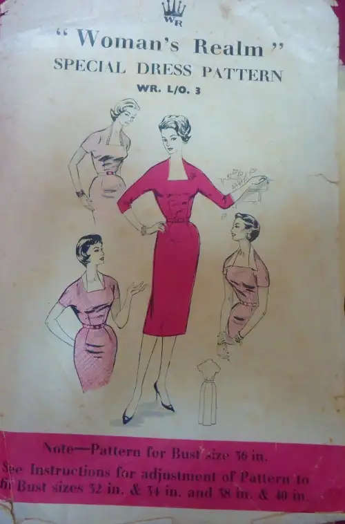 V/VINTAGE WOMAN'S REALM CR. L/0 3 - LADIES DRESS SIZE 36" SEE LISTING SEWING PATTERN
