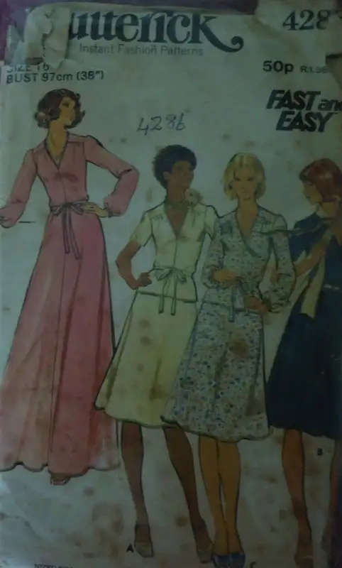 BUTTERICK PATTERNS 4286 DRESS-TOP-SKIRT-BELT SIZE 16 BUST 97 CM COMPLETE-ZIPLOC BAG SEWING PATTERN