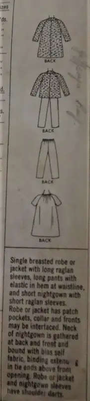 VINTAGE McCALLS 7990 GIRLS NIGHTIE -PANTS-ROBE SIZE 10 YEARS COMPLETE-ZIPLOC BAG SEWING PATTERN