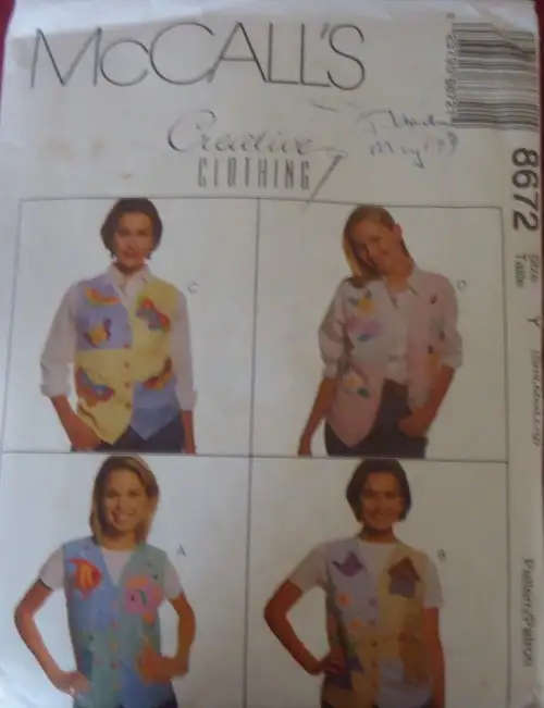 McCALLS 8672 LINED WAISTCOATS SIZE YS-M-L (8-18) COMPLETE-MOSTLY UNCUT SEWING PATTERN