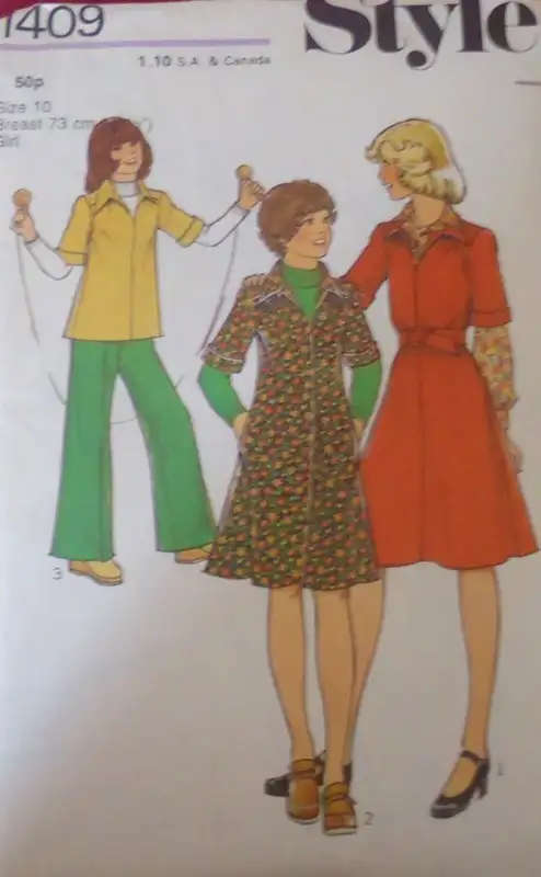 STYLE 1409 GIRLS DRESS-TOP-PANTS SIZE 1O BUST 73 CM/ 28 1/2` COMPLETE SEWING PATTERN