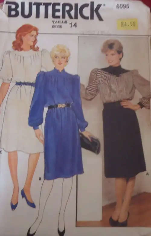 BUTTERICK 6095 LOOSE FITTING PULLOVER DRESS SIZE 14 COMPLETE SEWING PATTERN
