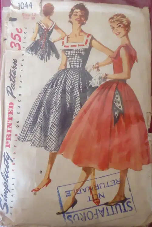 RARE FIND SIMPLICITY 1044 SLEEVELESS ONE PIECE DRESS SIZE 12 BUST 30" NO SEWING INSTR SEWING PATTERN