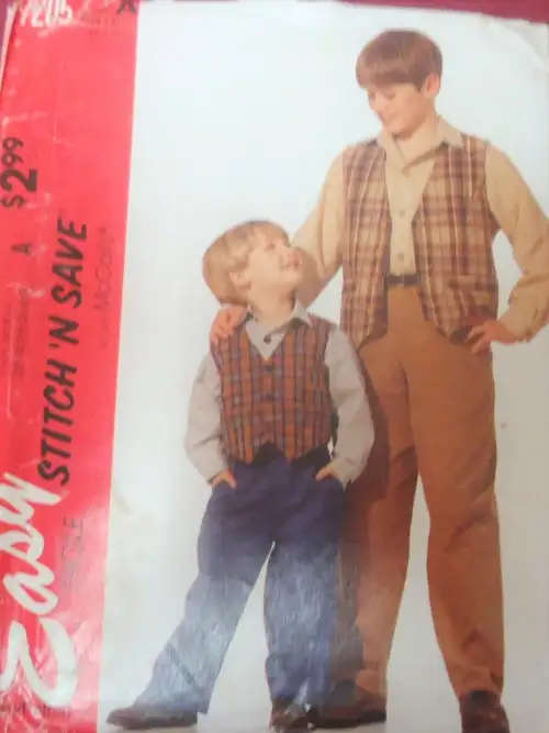 McCalls 7205 BOYS LINED WAISTCOAT-SHIRT-PANTS SIZE A-3-4-5-6- YEARS  COMPLETE-UNCU -  SEWING PATTERN