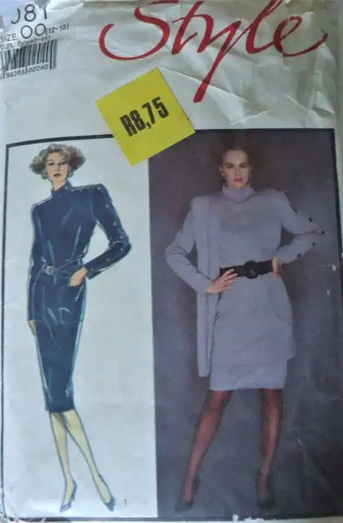 STYLE 1081 ONE OR TWO PIECE DRESS WITH SHAWL SIZE OO12-18 COMPLETE SEWING PATTERN