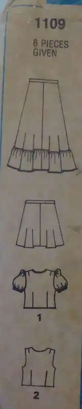 STYLE 1109 GIRLS SKIRT-TOP-WAISTCOAT SIZE 12 YEARS BREAST 76 CM-COMPLETE-ZIPLOC BAG SEWING PATTERN