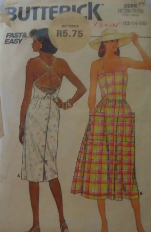 BUTTERICK PATTERN 3286 A LINE SUMMER DRESS WITH BACK FEATURE SIZE 12-14-16 COMPLETE-Z SEWING PATTERN