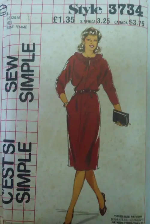 STYLE 3734 PULLOVER DRESS SIZE 10-12-14 COMPLETESTYLE 3734 DRESS SIZE 10-12-14  SEWING PATTERN