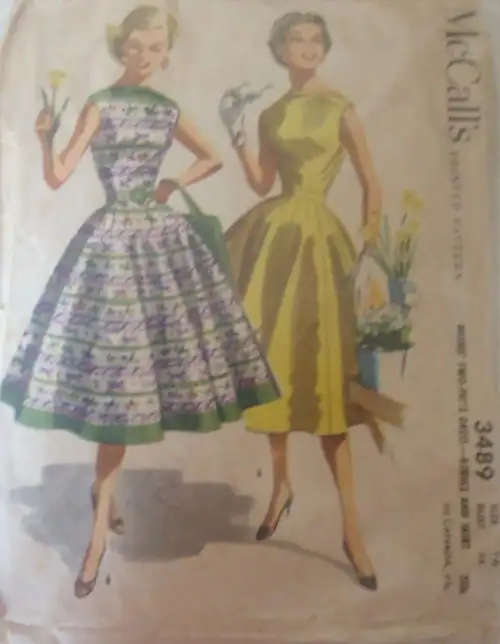 *RARE FIND * VERY VINTAGE McCALLS 3489 TWO PIECE DRESS-BODICE & SKIRT SIZE 14 BUST   SEWING PATTERN