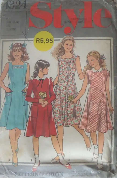 STYLE 4324 GIRL`S DRESS SIZE 10-12-14 YEARS COMPLETE-ZIPLOC BAG SEWING PATTERN
