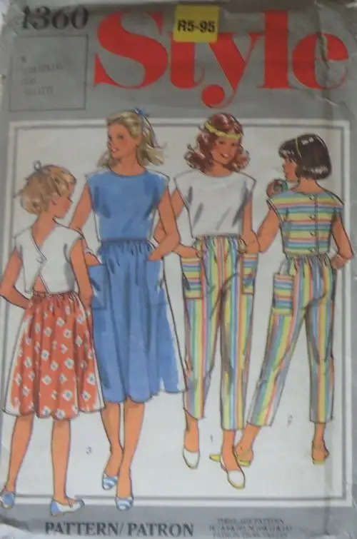 STYLE 4360 GIRL`S TOP-SKIRT-PANTS SIZE H 7-8-10 YEARS COMPLETE SEWING PATTERN