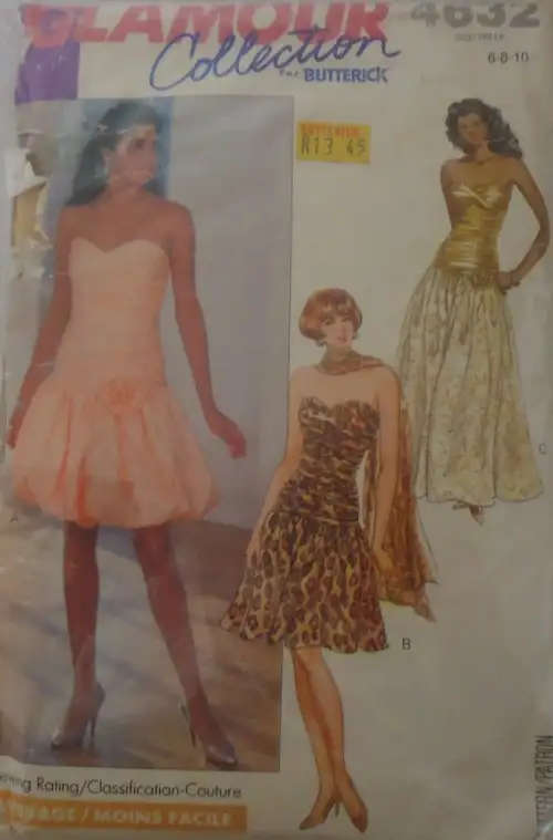BUTTERICK 4632 STUNNING DRESS & SCARF -SIZE 6-8-10 COMPLETE-ZIPLOC BAG SEWING PATTERN
