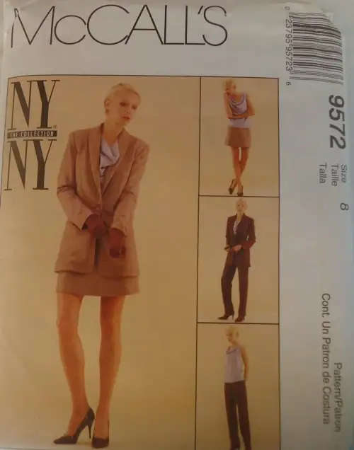 McCALLS 9572 LINED JACKET-LINED SKIRT-TOP-PANTS SIZE 8 COMPLETE-MOSTLY UNCUT SEWING PATTERN