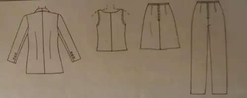 McCALLS 9572 LINED JACKET-LINED SKIRT-TOP-PANTS SIZE 8 COMPLETE-MOSTLY UNCUT SEWING PATTERN