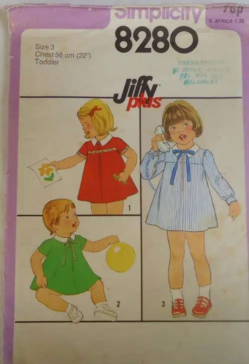 SIMPLICITY 8280 TODDLER DRESS SIZE 3 YEARS COMPLETE SEWING PATTERN