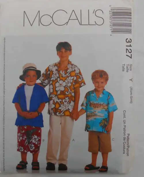 McCALLS 3127 BOYS SHIRT & PANTS SIZE YSX-S (3 - 6 YEARS) COMPLETE SEWING PATTERN