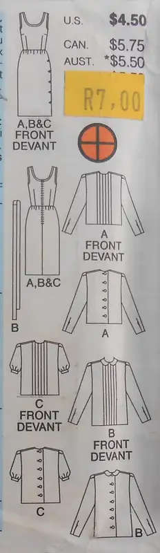 BUTTERICK PATTERN 3326 TWO PIECE DRESS & BELT SIZES 14 COMPLETE-UNCUT-F/FOLDED-  SEWING PATTERN
