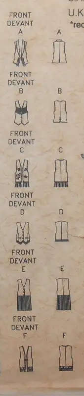 BUTTERICK 3027 SET OF WAISTCOATS SIZES 6-8-10 COMPLETE- ZIPLOC BAG SEWING PATTERN