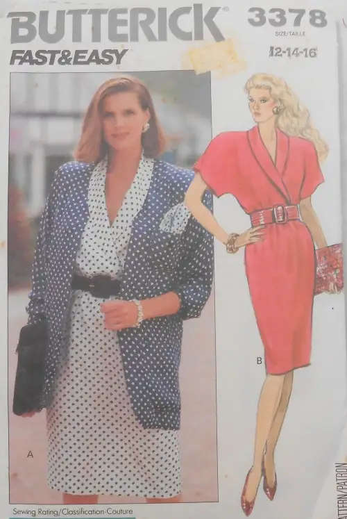 BUTTERICK 3378 JACKET & DRESS SIZE 12-14-16 COMPLETE SEWING PATTERN