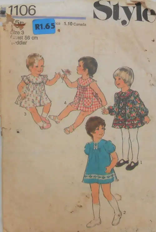 STYLE 1106 TODDLERS DRESS SIZE 3 YEARS BREAST 56 CM COMPLETE SEWING PATTERN