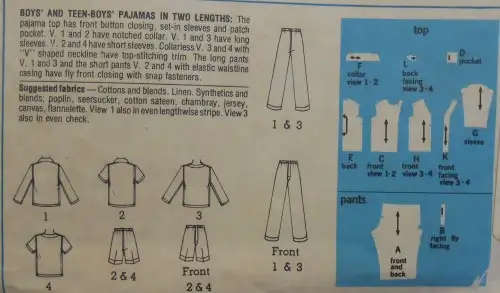 VINTAGE SIMPLICITY 6076 BOYS PJS IN 2 LENGTHS SIZE 6 YEARS CHEST 64 CM COMPLETE SEWING PATTERN