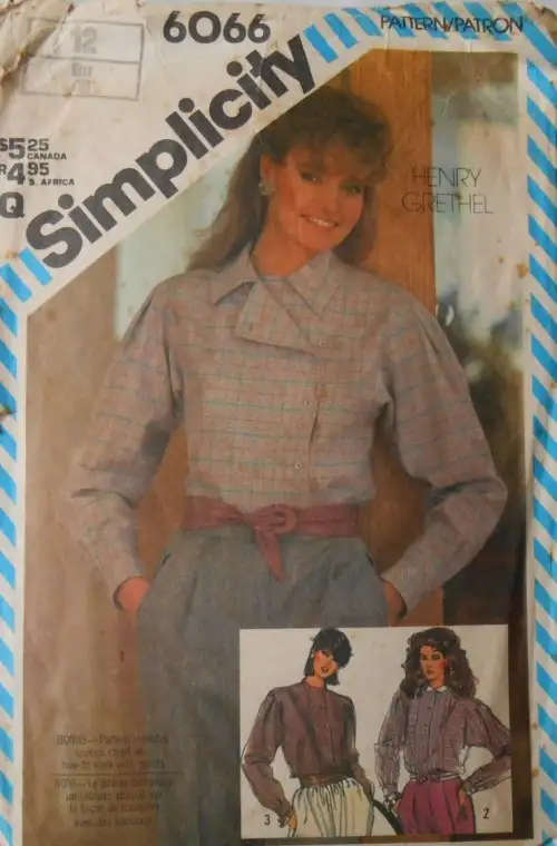 SIMPLICITY 6066 SETOF LOOSE FITTING SHIRTS SIZE 12 COMPLETE -  SEWING PATTERN