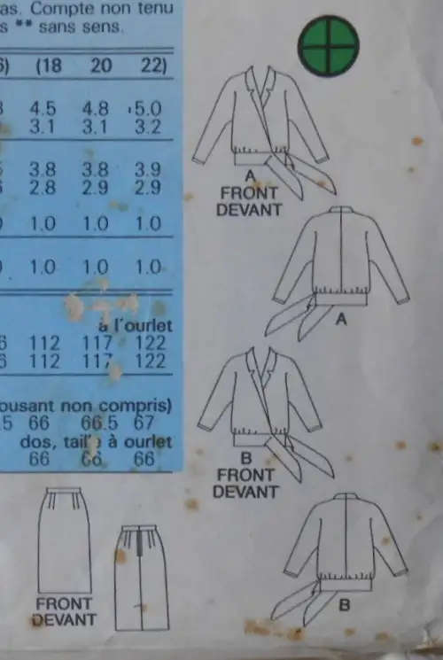 BUTTERICK 3512 TOP & SKIRT SIZE 12-14-16 COMPLETE SEWING PATTERN