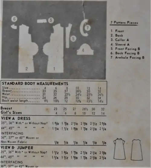 VINTAGE BUTTERICK 4669 GIRLS DRESS OR PINAFORE SIZE 6 YEARS BREAST 25 COMPLETE  SEWING PATTERN