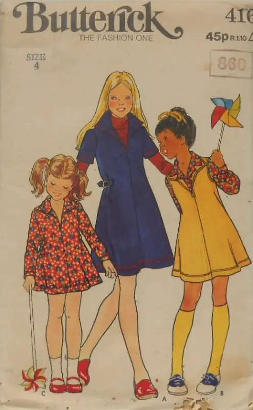 BUTTERICK 416 GIRLS DRESS & PINAFORE SIZE 4 YEARS COMPLETE SEWING PATTERN