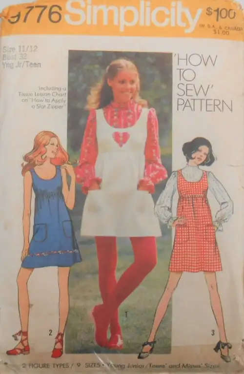 SIMPLICITY 9776 PINAFORE-DRESS-BLOUSE SIZE 11/12 BUST 32 COMPLETE -  SEWING PATTERN