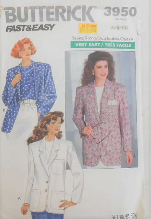 BUTTERICK 3950 JACKET & TOP SIZE 6-8-10 COMPLETEBUTTERICK 3950 JACKET & TOP SEWING PATTERN