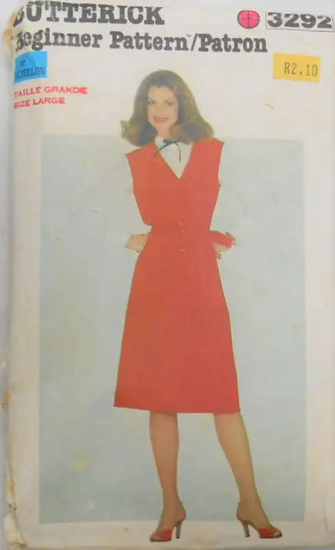 BUTTERICK 3292 PINAFORE DRESS SIZE LARGE 38-40 COMPLETE SEWING PATTERN