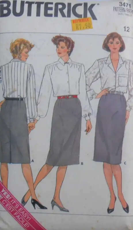 BUTTERICK 3471 SET OF SKIRTS SIZE 12 COMPLETE-MOSTLY UNCUT SEWING PATTERN