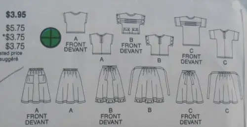 BUTTERICK 3715 GIRLS TOP & SKIRT SIZE 12 YEARS COMPLETE SEWING PATTERN