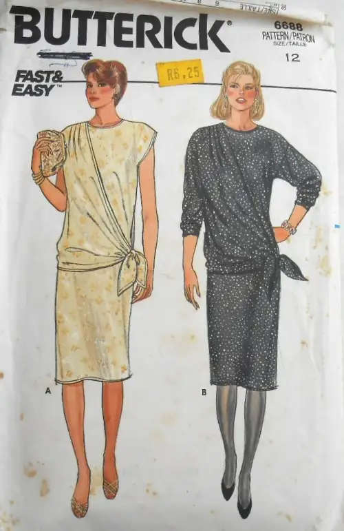 BUTTERICK 6688 LOOSE FITTING PULLOVER DRESS SIZE 12 COMPLETEBUTTERICK 6688 LOOSE FITT SEWING PATTERN